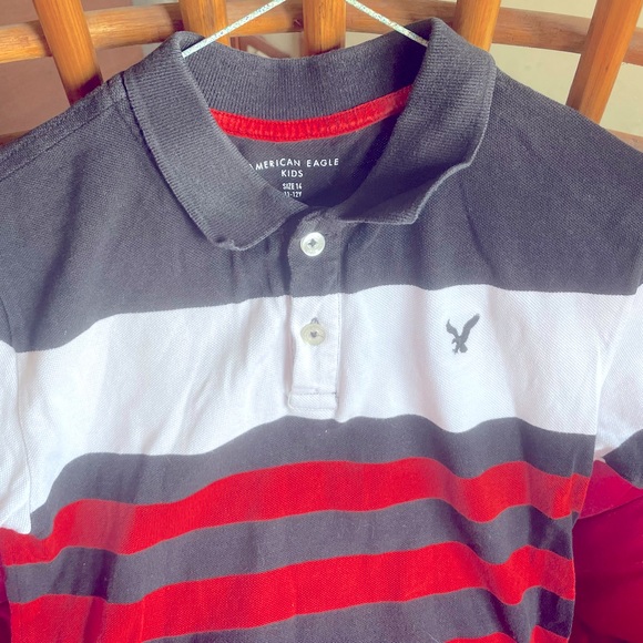 American Eagle Solid Polo Collar T Shirt for 11-12 years old boys in red & black - Picture 2 of 4